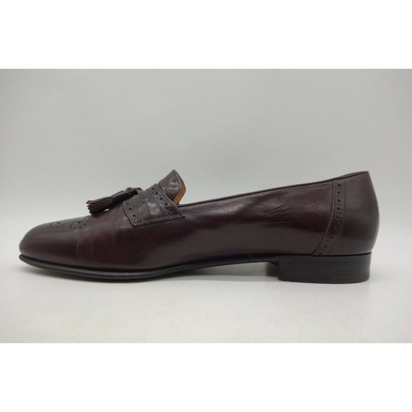 Salvatore Ferragamo Burgundy Leather Slip On Tassel Loafers Shoes Men\'s 9 D main image 5